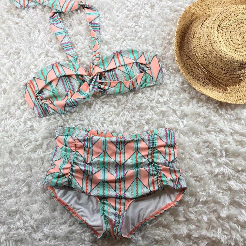 GIANNI BINI- HI WAISTED TRIBAL PATTERN BIKINI